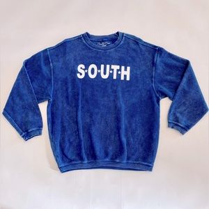 Corded, Oversized Blue Sweatshirt